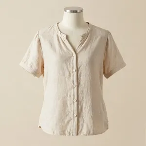 Blusa de lino manga corta