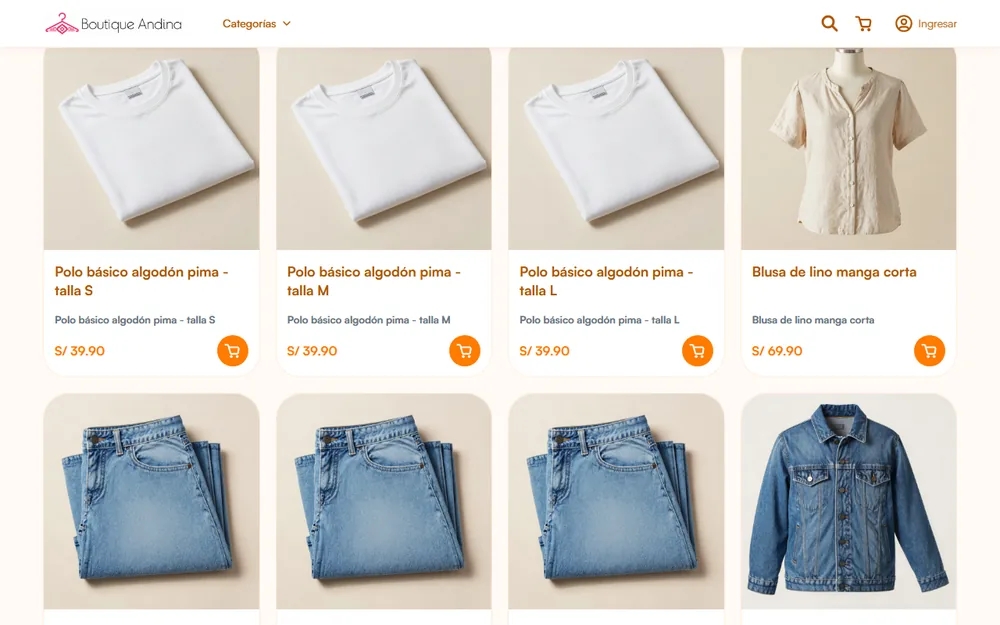 Tienda online propia: pantalla real de FacturaCrece